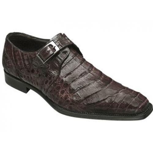 Mezlan "Gables" Brown Genuine All Over Crocodile Shoes With Monkstrap